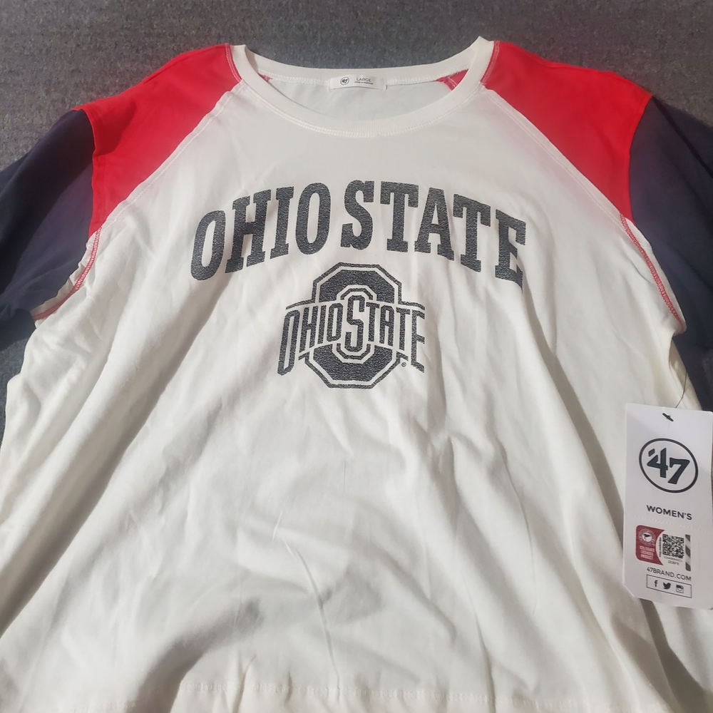 '47 Ohio State Women's Red and Black Raglan Tee